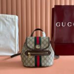GG 25S OPHIDIA SMALL BACKPACK 20 IN BEIGE AND EBONY CALFSKIN - Image 10