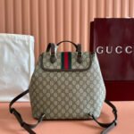 GG 25S OPHIDIA MEDIUM BACKPACK 30 IN BEIGE AND EBONY CALFSKIN - Image 2
