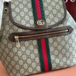 GG 25S OPHIDIA MEDIUM BACKPACK 30 IN BEIGE AND EBONY CALFSKIN - Image 4