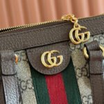 GUCCI 26S OPHIDIA HANDBAG 25 IN BROWN AND DARK BEIGE CALFSKIN - Image 4