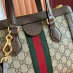 GUCCI 26S OPHIDIA HANDBAG 25 IN BROWN AND DARK BEIGE CALFSKIN - Image 14