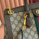 GUCCI 26S OPHIDIA HANDBAG 33 IN BROWN AND DARK BEIGE CALFSKIN - Image 13