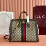 GUCCI 26S OPHIDIA HANDBAG 33 IN BROWN AND DARK BEIGE CALFSKIN - Image 10