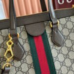 GUCCI 26S OPHIDIA HANDBAG 33 IN BROWN AND DARK BEIGE CALFSKIN - Image 7