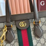 GUCCI 26S OPHIDIA HANDBAG 33 IN BROWN AND DARK BEIGE CALFSKIN - Image 18
