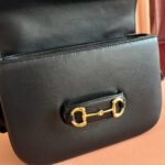 GUCCI 25S HORSEBIT 1955 MINI BAG 26 CM IN BLACK CALFSKIN WITH GOLD HARDWARE - Image 13