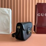 GUCCI 25S HORSEBIT 1955 MINI BAG 26 CM IN BLACK CALFSKIN WITH GOLD HARDWARE - Image 12