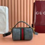 GUCCI 25S OPHIDIA MINI SHOULDER BAG 19 CM IN GREY SUEDE - Image 12