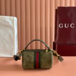 GUCCI 25S OPHIDIA MINI SHOULDER BAG 19 CM IN MOSS GREEN SUEDE - Image 12