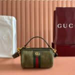 GUCCI 25S OPHIDIA MINI SHOULDER BAG 19 CM IN MOSS GREEN SUEDE - Image 10