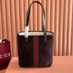 GUCCI 25S OPHIDIA MEDIUM TOTE 36 CM IN DARK CHOCOLATE BROWN SUEDE - Image 14