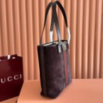 GUCCI 25S OPHIDIA MEDIUM TOTE 36 CM IN DARK CHOCOLATE BROWN SUEDE - Image 4