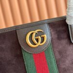 GUCCI 25S OPHIDIA MEDIUM TOTE 36 CM IN DARK CHOCOLATE BROWN SUEDE - Image 12