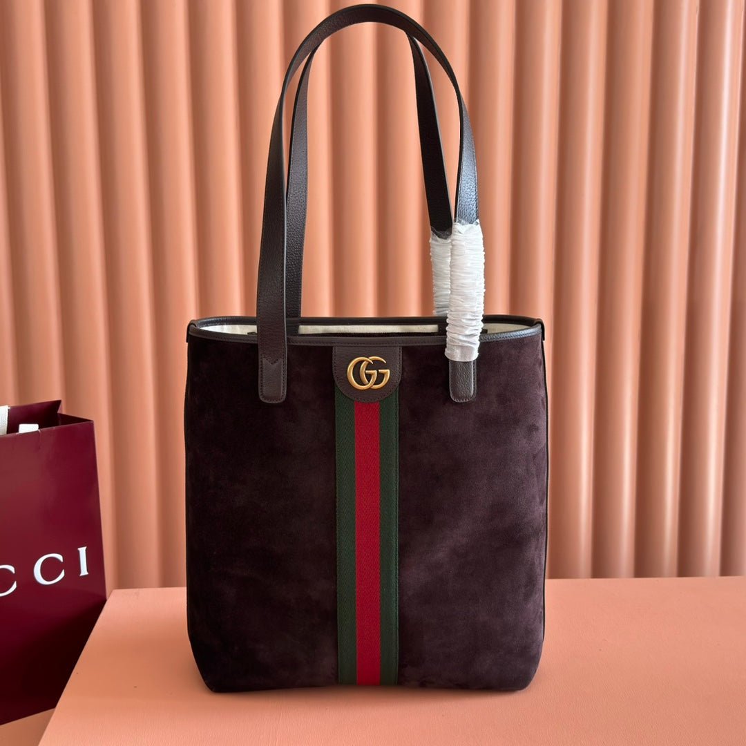 img_89648692_20251015_i1760523282_8519_0_jpg GUCCI 25S OPHIDIA MEDIUM TOTE 36 CM IN DARK CHOCOLATE BROWN SUEDE - Image 1