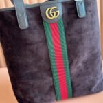 GUCCI 25S OPHIDIA MEDIUM TOTE 36 CM IN DARK CHOCOLATE BROWN SUEDE - Image 2