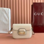 GUCCI 25S HORSEBIT 1955 MINI BAG 20 CM IN LIGHT BEIGE CALFSKIN WITH GOLD HARDWARE - Image 10