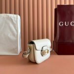 GUCCI 25S HORSEBIT 1955 MINI BAG 20 CM IN LIGHT BEIGE CALFSKIN WITH GOLD HARDWARE - Image 4