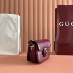 GUCCI 25S HORSEBIT 1955 MINI BAG 20 CM IN DARK RED CALFSKIN WITH GOLD HARDWARE - Image 12