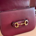 GUCCI 25S HORSEBIT 1955 MINI BAG 20 CM IN DARK RED CALFSKIN WITH GOLD HARDWARE - Image 7
