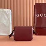 GUCCI 25S HORSEBIT 1955 MINI BAG 20 CM IN DARK RED CALFSKIN WITH GOLD HARDWARE - Image 17