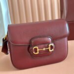 GUCCI 25S HORSEBIT 1955 MINI BAG 20 CM IN DARK RED CALFSKIN WITH GOLD HARDWARE - Image 11
