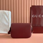 GUCCI 25S HORSEBIT 1955 MINI BAG 26 CM IN DARK RED CALFSKIN WITH GOLD HARDWARE - Image 7