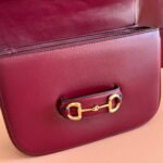 GUCCI 25S HORSEBIT 1955 MINI BAG 26 CM IN DARK RED CALFSKIN WITH GOLD HARDWARE - Image 18