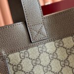GUCCI 25S TOTE BAG 43 CM IN DARK BROWN MIX BEIGE LAMBSKIN WITH GOLD HARDWARE - Image 7