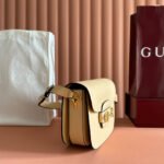 GUCCI 25S HORSEBIT 1955 MINI BAG 35 CM IN LIGHT WARM BEIGE CALFSKIN WITH GOLD HARDWARE - Image 2