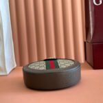 GUCCI 25S OPHIDIA MINI ROUND SHOULDER BAG 18 CM IN DARK BEIGE AND BROWN CALFSKIN - Image 8