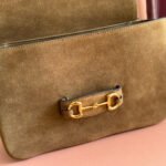 GUCCI 25S HORSEBIT 1955 30 CM IN BROWN SUEDE WITH GOLD HARDWARE - Image 14