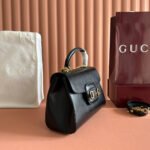 GUCCI 25S HORSEBIT 1955 MEDIUM SHOULDER BAG 29 CM IN BLACK CALFSKIN WITH GOLD HARDWARE - Image 2