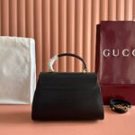 GUCCI 25S HORSEBIT 1955 MEDIUM SHOULDER BAG 29 CM IN BLACK CALFSKIN WITH GOLD HARDWARE - Image 15
