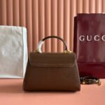 GUCCI 25S HORSEBIT 1955 MEDIUM SHOULDER BAG 29 CM IN BROWN CALFSKIN WITH GOLD HARDWARE - Image 4