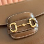 GUCCI 25S HORSEBIT 1955 MEDIUM SHOULDER BAG 29 CM IN BROWN CALFSKIN WITH GOLD HARDWARE - Image 3