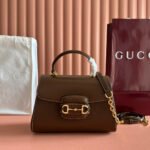 GUCCI 25S HORSEBIT 1955 MEDIUM SHOULDER BAG 29 CM IN BROWN CALFSKIN WITH GOLD HARDWARE - Image 10