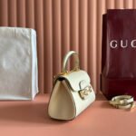 GUCCI 25S HORSEBIT 1955 MEDIUM SHOULDER BAG 22 CM IN CREAM WHITE CALFSKIN WITH GOLD HARDWARE - Image 11