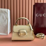 GUCCI 25S HORSEBIT 1955 MEDIUM SHOULDER BAG 22 CM IN CREAM WHITE CALFSKIN WITH GOLD HARDWARE - Image 10