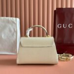 GUCCI 25S HORSEBIT 1955 MEDIUM SHOULDER BAG 29 CM IN CREAM WHITE CALFSKIN WITH GOLD HARDWARE - Image 13