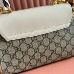 GUCCI 25S HORSEBIT 1955 MEDIUM SHOULDER BAG 22 CM IN BEIGE CANVAS AND CREAM WHITE CALFSKIN WITH GOLD HARDWARE - Image 15