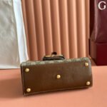 GUCCI 25S HORSEBIT 1955 MEDIUM SHOULDER BAG 22 CM IN DARK BEIGE CANVAS AND BROWN CALFSKIN WITH GOLD HARDWARE - Image 16