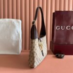 GUCCI 25S JACKIE MONOGRAM 28 CM IN LIGHT BROWN CANVAS AND CALFSKIN - Image 5