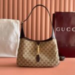 GUCCI 25S JACKIE MONOGRAM 28 CM IN LIGHT BROWN CANVAS AND CALFSKIN - Image 10