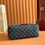 GUCCI 26S GIGLIO TOP HANDLE BAG 27 IN BLUE AND WHITE DENIM - Image 15