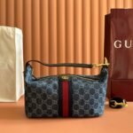 GUCCI 26S GIGLIO TOP HANDLE BAG 27 IN BLUE AND WHITE DENIM - Image 10