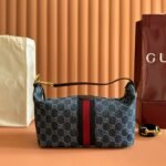 GUCCI 26S GIGLIO TOP HANDLE BAG 27 IN BLUE AND WHITE DENIM - Image 14
