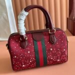 GUCCI 26S OPHIDIA BOSTON BAG 21 IN DARK RED CANVAS EMBELLISHED WITH RHINESTONES - Image 15