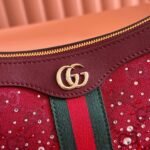 GUCCI 26S OPHIDIA SHOULDER BAG 26 IN DARK RED CANVAS EMBELLISHED WITH RHINESTONES - Image 16