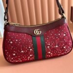 GUCCI 26S OPHIDIA SHOULDER BAG 26 IN DARK RED CANVAS EMBELLISHED WITH RHINESTONES - Image 12