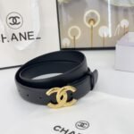DOUBLE C BELT 30MM IN BLACK CALFSKIN WITH SHINY GOLD BUCKLE - Image 2